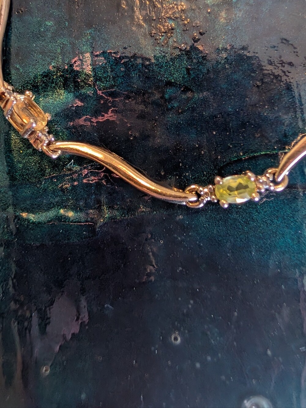 Delicate Multi-Gemstone Gold Plated Sterling Silver Bracelet Topaz Garnet 7.5" - Picture 7 of 16